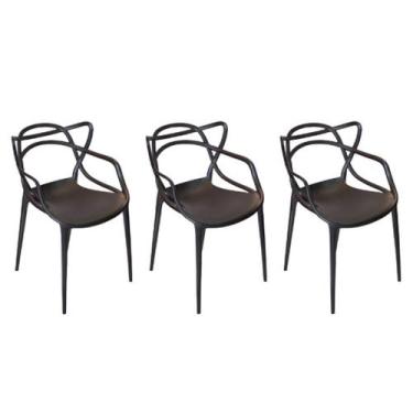 Imagem de kit 3 Cadeiras Preta Allegra Master Para Cozinha Mesa Jantar Área Exte