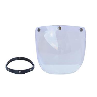 Imagem de Lente de capacete anti-UV anti-riscos para motocicleta, viseira de bolha retrô, proteção contra vento, lente universal para capacetes abertos padrão de 3 encaixes