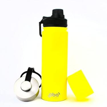 Imagem de Garrafa Térmica 650ml [Branca Brilha] (Amarelo Neon)