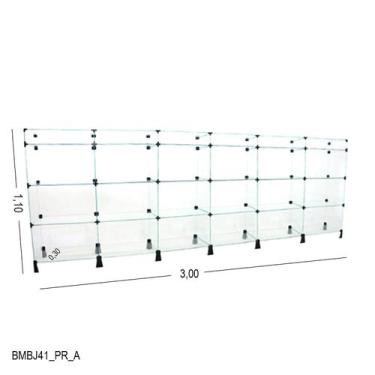 Imagem de Balcão de Vidro com Porta Bijuteria - C/ Conectivo Preto -  MOD.50 - 3