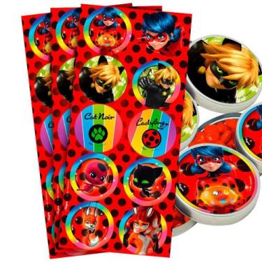 Imagem de 30 Adesivos redondo decoração Ladybug festa aniversário - Regina festa