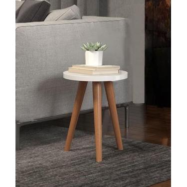 Imagem de Mesa Lateral De Apoio Para Decorações Redonda Branca Tripé - Colomi