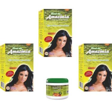 Imagem de Divina Dama Amazonia Preto Azulado Hene em Po 02x200gr + Creme Branco 