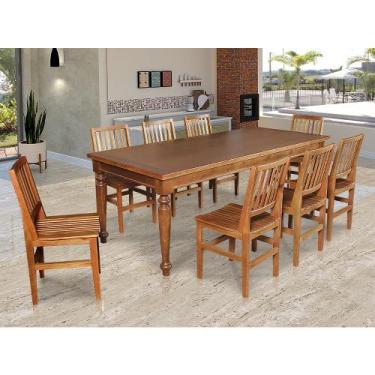 Imagem de Conjunto Jantar Mesa Rústica Franscisca 220x100 Madeira Maciça com 8 C
