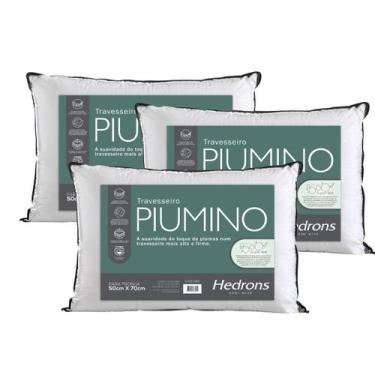 Imagem de Kit 3 Travesseiros Hedrons Piumino Toque De Plumas 50x70 cm