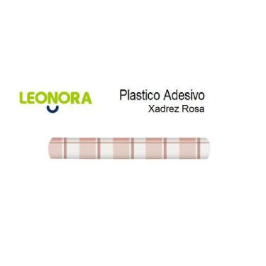 Imagem de Papel Plastico adesivo Rolo 79186 45cm x 10m Xadrez Rosa - LEONORA 