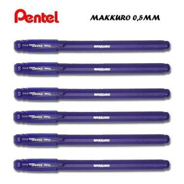 Imagem de Caneta Gel Pentel Energel Makkuro 0.5 Azul Kit c/ 6 unidades