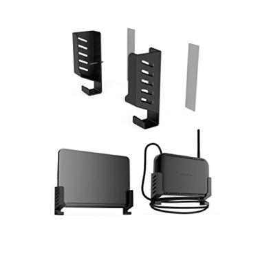 Imagem de Suporte universal de parede para laptop, suporte de cabo, suporte de parede, gancho de gerenciamento de cabos integrado compatível com notebooks/roteadores WiFi/Macbooks/caixas de TV/comutadores de