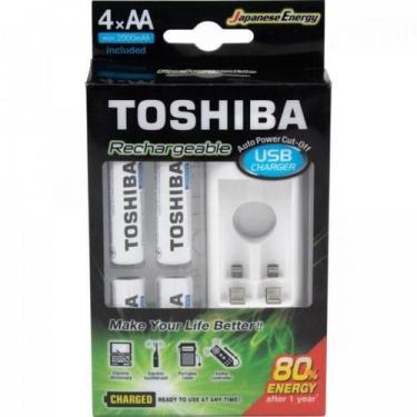 Imagem de Carregador De Pilha Usb P/2 Pilhas Aa/Aaa Min.2.000 Mah C/4 - Toshiba