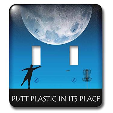 Imagem de 3dRose Lsp_18422_2 Putt Plastic In Its Place 6 silhueta de Frisbee disco golfista colocando sob a lua Interruptor alternativo