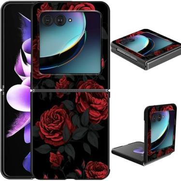 Imagem de GFRGTFHYT Capa para celular Motorola Moto Razr 2025/2024 fina, leve, rígida, com design de rosas vermelhas, carregamento sem fio, antiarranhões, à prova de choque, capa protetora para Moto Razr 60/50