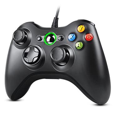 Imagem de Zexrow Controle de Xbox 360, joystick de gamepad com fio USB com vibração dupla melhorada e design ergonômico para Microsoft Xbox 360 e Slim e PC Windows 7/8/10 (preto)