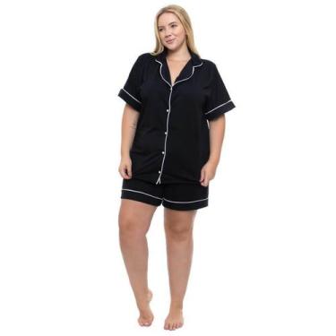Imagem de Pijama Americano Curto Preto Sepie 600 Plus Size, Preto, G2