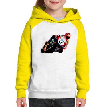 Imagem de Moletom Infantil Motorcycle Racing - Foca na Moda, Branco, Amarelo, 2