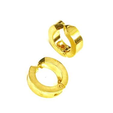 Imagem de Brincos Argola Pressão Aço Inox Legitimo Dourado Unissex - ALRA SEMIJO