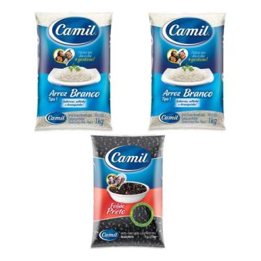 Imagem de Kit 2 Arroz Branco 1kg Tipo 1 Camil + 1 Feijão Preto 1kg Camil