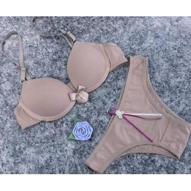 Imagem de Conjunto Lingerie feminino calcinha e sutiã bege - Ismeria Lingerie , 