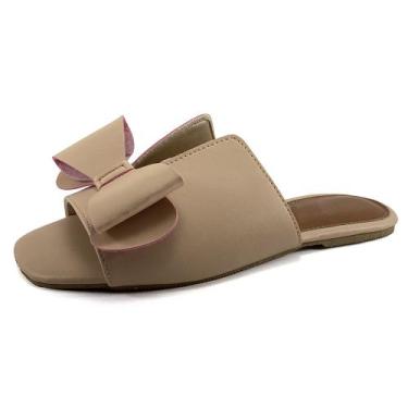 Imagem de Sandália Feminina Rasteirinha Laço Moda Verão Bico Folha Fino Dia a Di