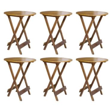 Imagem de Kit 6 Mesas de Madeira Bistrô Dobravel Ideal para Bar e Restaurante Me