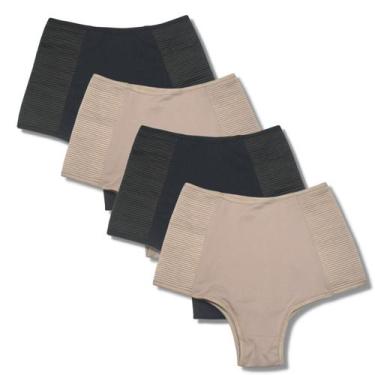 Imagem de Kit 4 Calcinha Abdominal Anti Culote Pos Parto Mulher Viére, M, Preto,