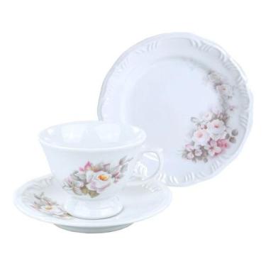 Imagem de Jogo 12 Xícaras De Chá E 12 Pratos Sobremesa Schmidt Eterna - Porcelan