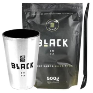 Imagem de Kit Tereré Cuia Copo E Bomba + Erva Pura Folha 500g Black - A.R Varied