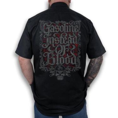 Imagem de Camisa Workshirt Preta Custom Gasoline Instead Of Blood No Remorse, EG