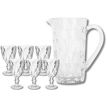 Imagem de Conjunto 6 Taças Diamantes 300ML Com 1 Jarra Linha Premium 1 L - PRATI