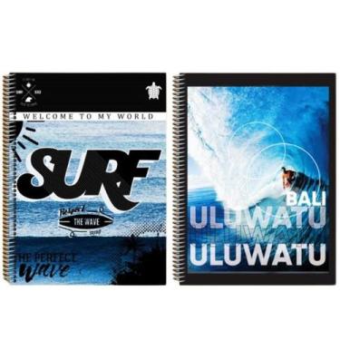Imagem de Kit 2 Cadernos Surf Com Pauta 200 Folhas Arame Capa Dura - Maxima cade