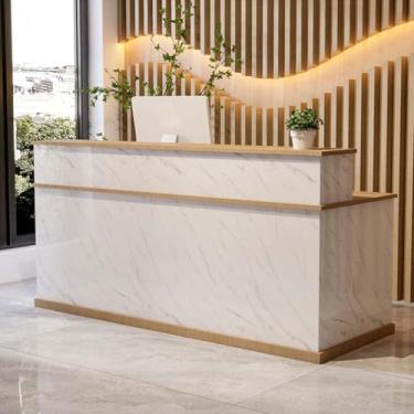 Imagem de Luzes de balcão de recepção moderno balcão de varejo com gavetas mesa de recepção balcão frontal com armário armário caixa simples para checkout, escritório, salão de beleza, lobby, N, 100 x 60 x 100