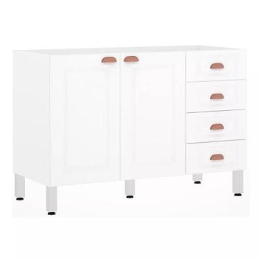 Imagem de Balcão de Pia sem Tampo 120cm 2 Portas 4 Gavetas Cristal Luciane Móvei