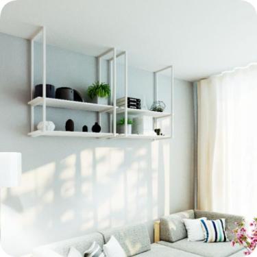 Imagem de Nicho Branco Prateleira Suspensa Teto Sala Branca 100cm - Cromoshop