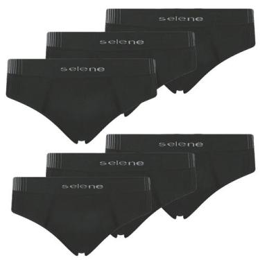 Imagem de Kit 6 Cueca Selene Masculina Slip sem costura Microfibra, Preto, M