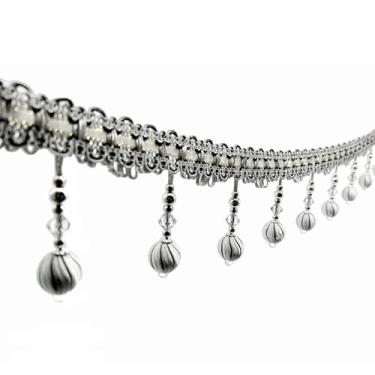 Imagem de Yalulu Pingente de contas de 4 jardas pendurado bola borla franja guarnição macramê para cortina toalha de mesa decoração de casa (cinza)