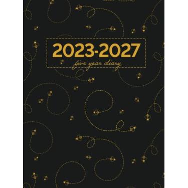 Imagem de 5 Year Diary 2023-2027 | A4 Cute Little Bumble Bees Buzzing on Black Hardcover: Month to View Planner with UK Holidays, Vision Board, Moon Phases, Birthdays and Celebrations