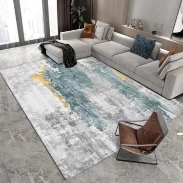 Imagem de Tapete cinza claro verde estilo moderno decoração de sala de estar tapete grande sofá cabeceira área tapetes quarto sala, flanela 2,60 x 90 cm 23,6 x 35,4 pol.