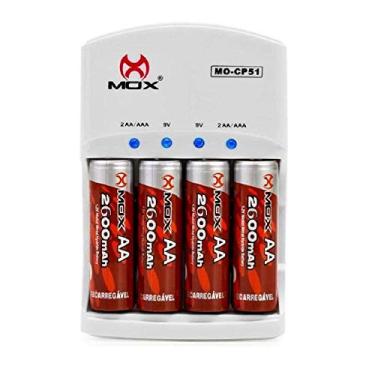 Imagem de Carregador de Pilhas e Baterias com 4 Pilhas Aa 2600 Mah Mox Cp51