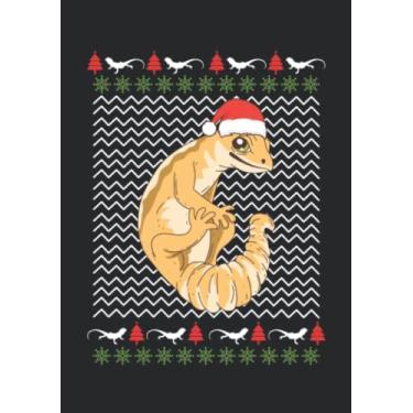 Imagem de Notizbuch A5 dotted, gepunktet, punktiert mit Softcover Design: Echse Terrarium Ugly Christmas Nikolaus: 120 dotted (Punktgitter) DIN A5 Seiten