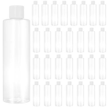 Imagem de ZEONHAK Pacote com 30 frascos vazios de plástico transparente de 250 ml, garrafa de viagem de plástico com tampa flip, recipientes portáteis recarregáveis para xampu, loção, sabonete líquido corporal,