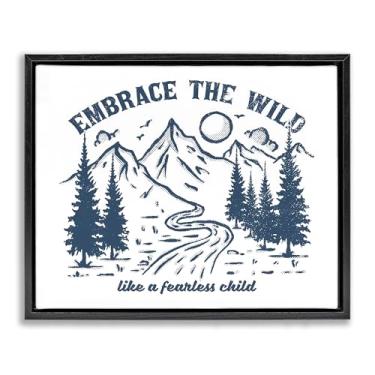 Imagem de Stupell Industries Embrace the Wild Phrase Framed Floater Canvas Wall Art Design por Ahmed Sameh Hussein, moldura flutuante preta, 78 x 63 cm