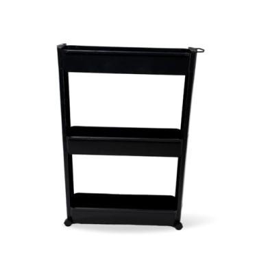 Imagem de Carrinho Organizador Multiuso 3 Prateleiras Preto com Rodas Preto