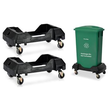 Imagem de Alpine Industries carrinho de lata de lixo fino alpino de 16/23 galões, pacote com 2-4 rodas, carrinho de lata de lixo retangular de plástico, rodas de lata de lixo, base de rolo de lata d