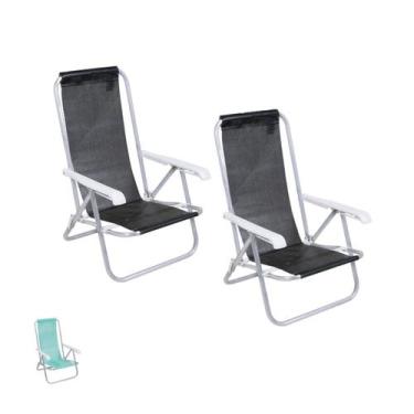 Imagem de Kit 2 Cadeira de Praia Reclinável 4 Posições Alumínio Lazy Sannet Morm