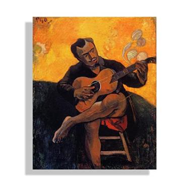 Imagem de Impressão de pinturas famosas de Paul Gauguin emolduradas em tela 'O guitarrista' Impressionismo Art Poster e impressões em tela arte de parede imagens de paisagem para decoração de sala de estar 70 x