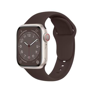 Imagem de ELETTRONEO Pulseira esportiva SBC1 para Apple Watch Ultra 2 de 49 mm, série 10 de 46 mm, 9 8 7 45 mm e 41 mm, SE 6, 5, 4, 44 mm e 40 mm, 3 2 1 42 mm 38 mm iWatch, pulseira de silicone, café