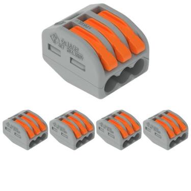 Imagem de 5 Conectores Wago Original C/ Alavanca 3 Entradas Até 4mm
