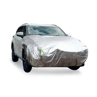 Imagem de REPAIROCK Capa frontal para metade do carro impermeável 210 x 110 cm ao ar livre meia capa para carro 210D tom prata auto peças de reposição