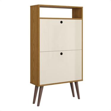 Imagem de Sapateira Organizador Vertical 2 Porta Basculante Drex (Off White/Nature)