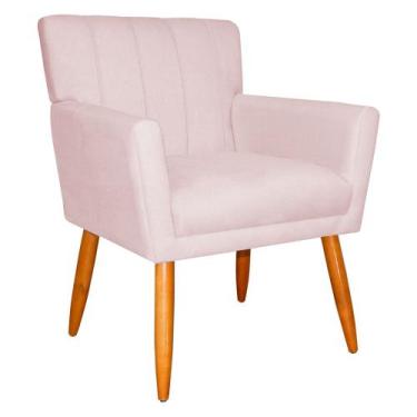 Imagem de Poltrona Decorativa para Sala de Estar Cecília Suede Rosa Claro - Mont