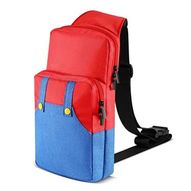 Imagem de Bolsa de interruptor TNP, bolsa de viagem compatível com Nintendo Switch / Switch OLED / Switch Lite (Mario) Bolsa de ombro Mochila de transporte portátil para jogos Acessórios console e carregador de doca